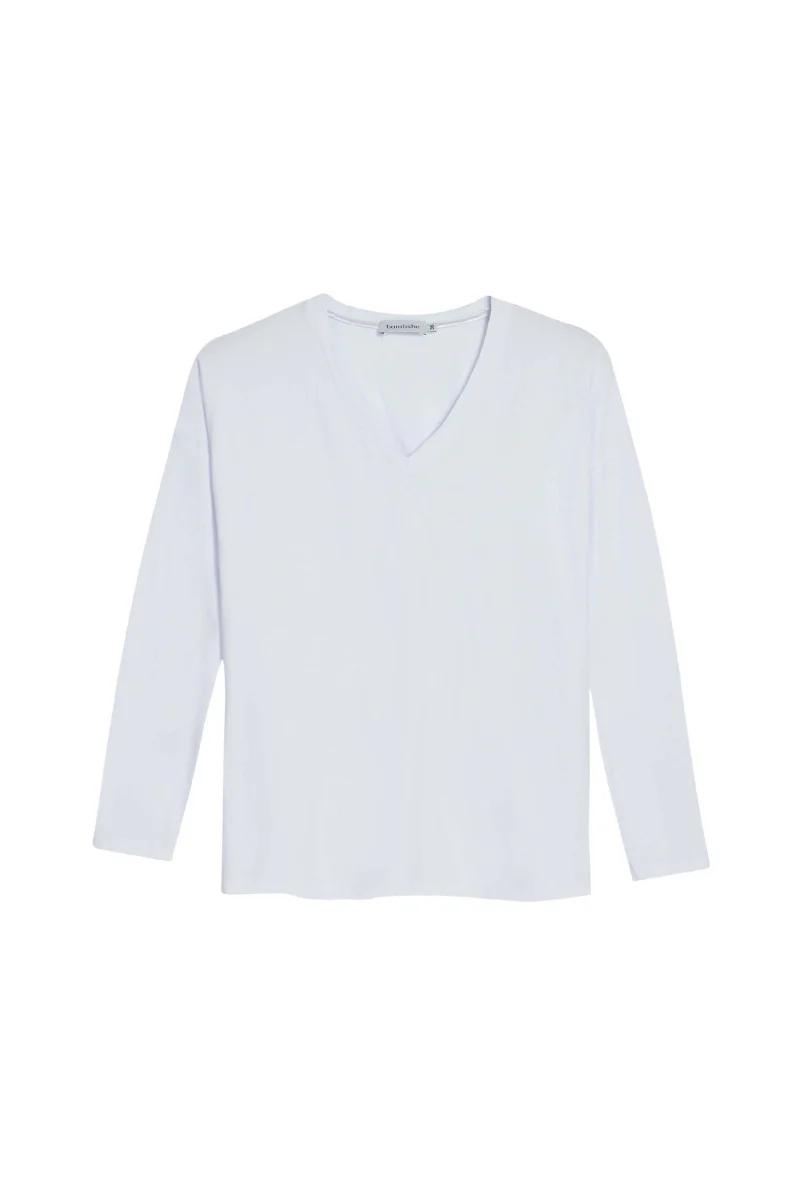 Longsleeve z dekoltem typu v biały - Image 4