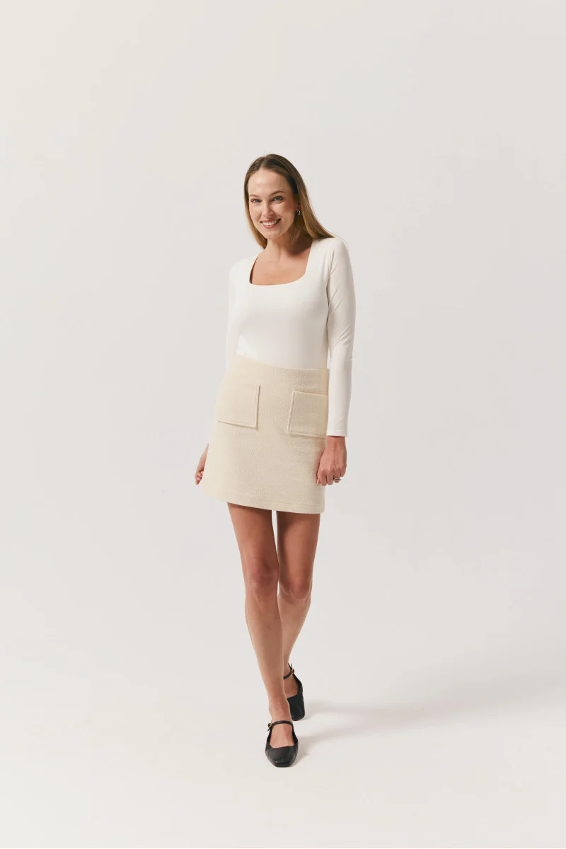 Spódnica mini boucle kremowa - Image 3