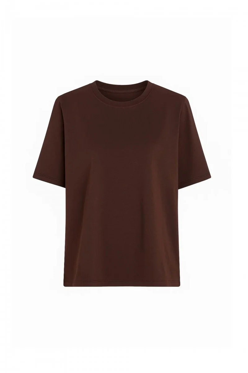 T-shirt basic o pudełkowym kroju czekoladowy
